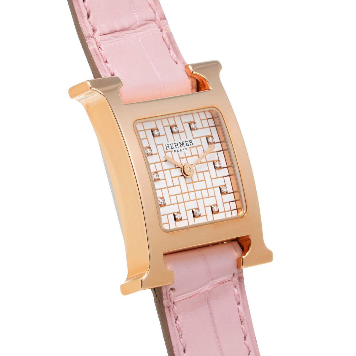 エルメス Hウォッチ ミニ 21mm 12Pダイヤ レディース 腕時計 HH1.202