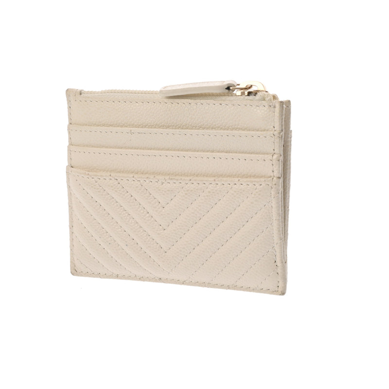 シャネルジップポケット付き 43000 ホワイト レディース キャビア