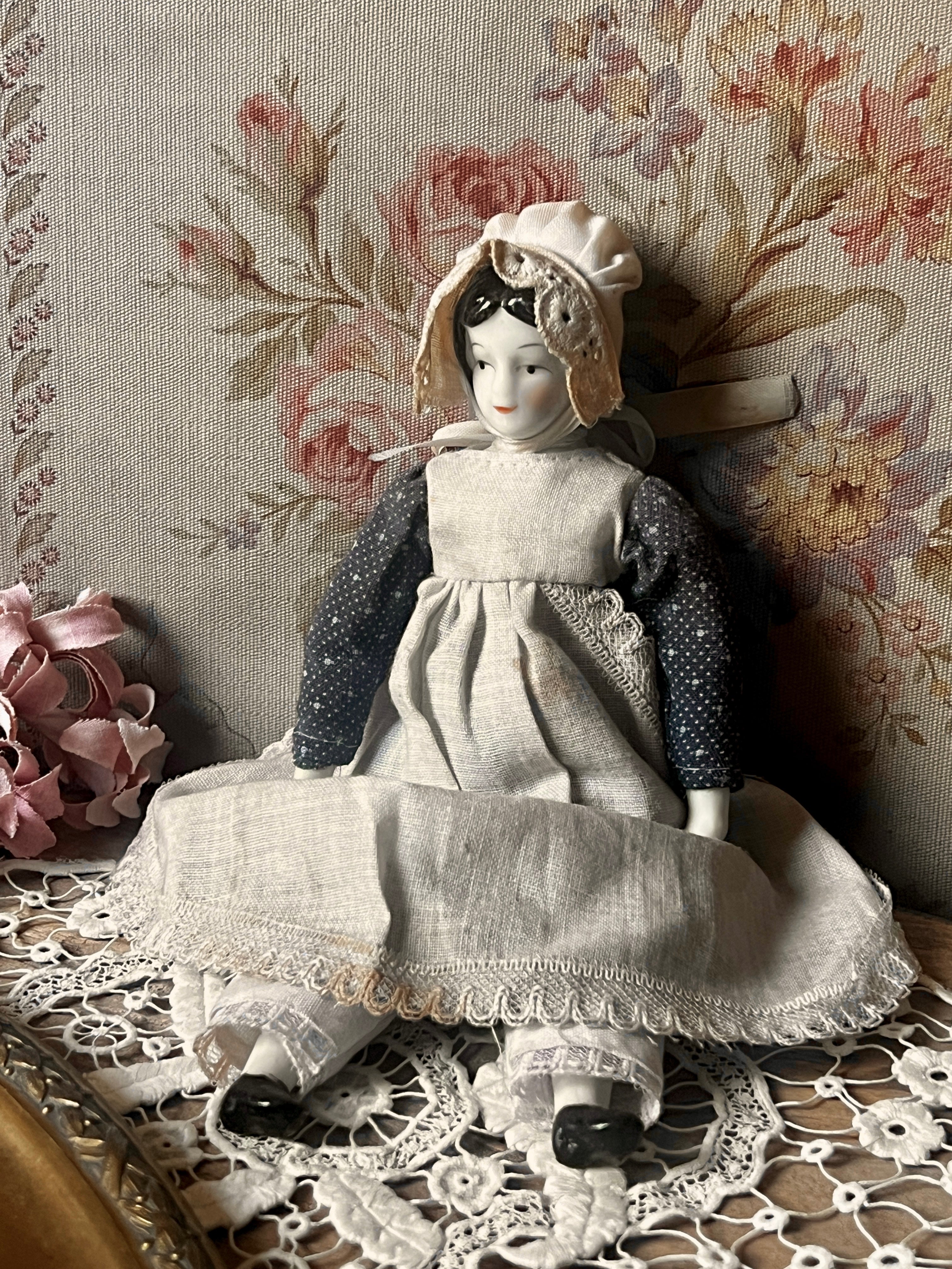 限定価格！チャイナヘッドドール 農家の花嫁 麦わら帽子 アンティーク