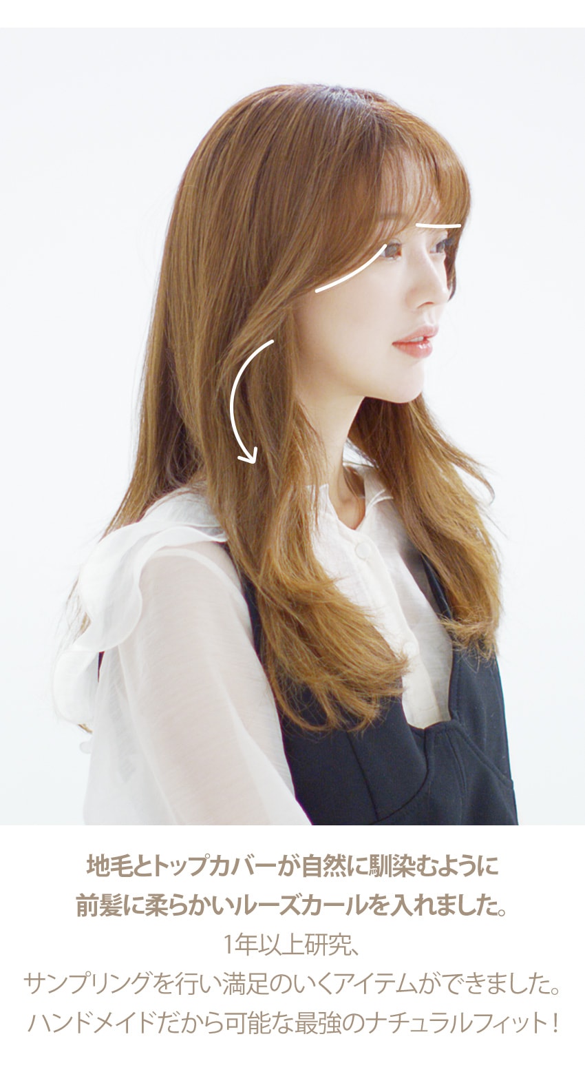 手植えトップカバー) シースルーバング ルーズCカール (モースト原糸)