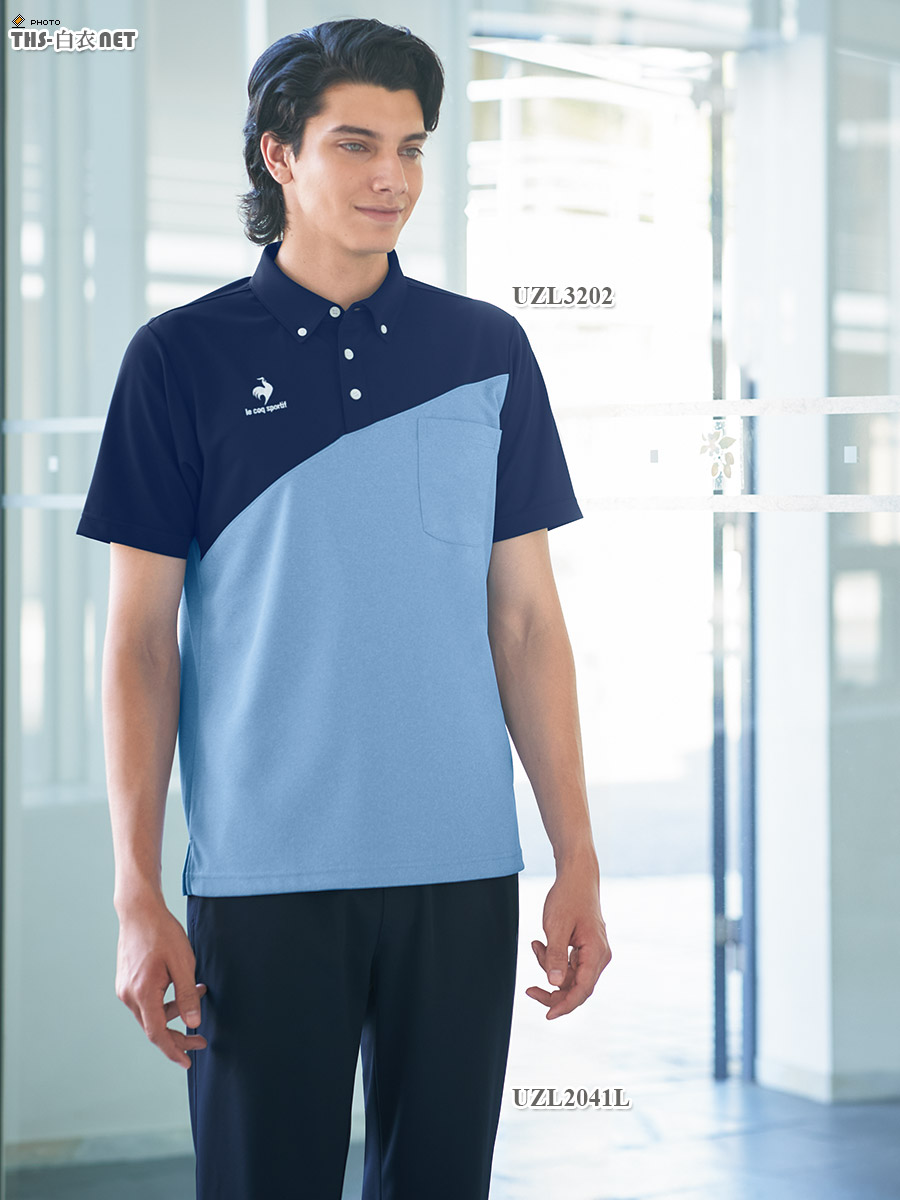 ルコックスポルティフ男女兼用ポタンダウンシャツ半袖[明石S.U.C.製品