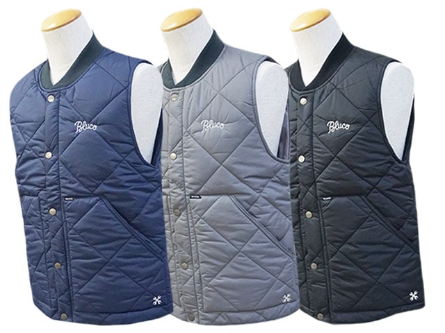 全3色【BLUCO/ブルコ】2024AW「Rib Collar Quilting Vest/リブカラー