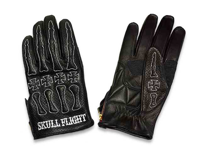 全10色【SKULL FLIGHT/スカルフライト】「Punching Mesh Bone Glove