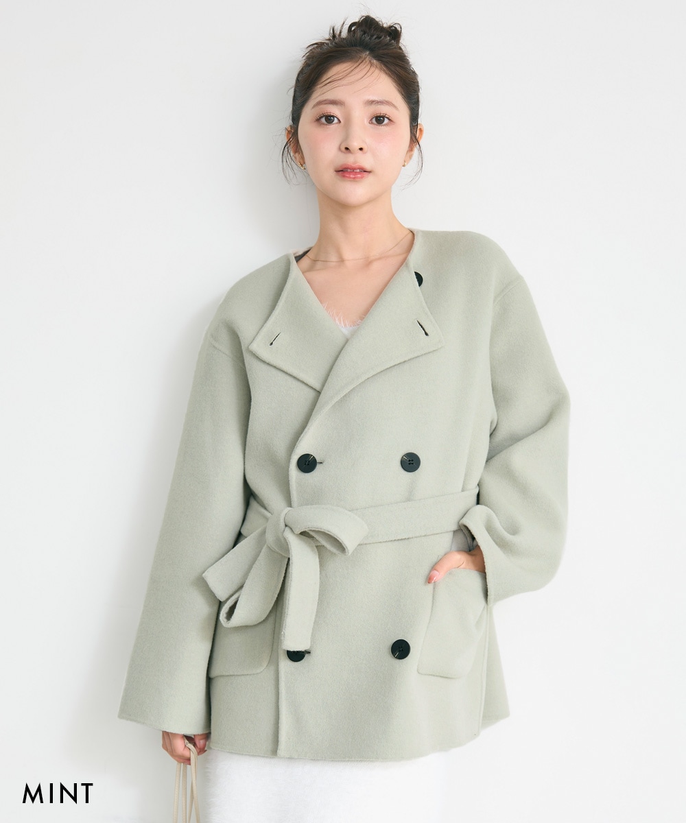 HARUKA DESIGN】ノーカラー2WAYリバーミドルコート【宅配便】 | すべて