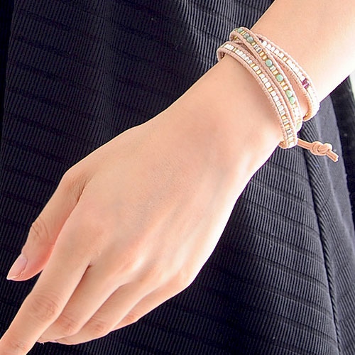 TOHO 3連ラップブレスレットキット～ナチュラル×リラックスグリーン