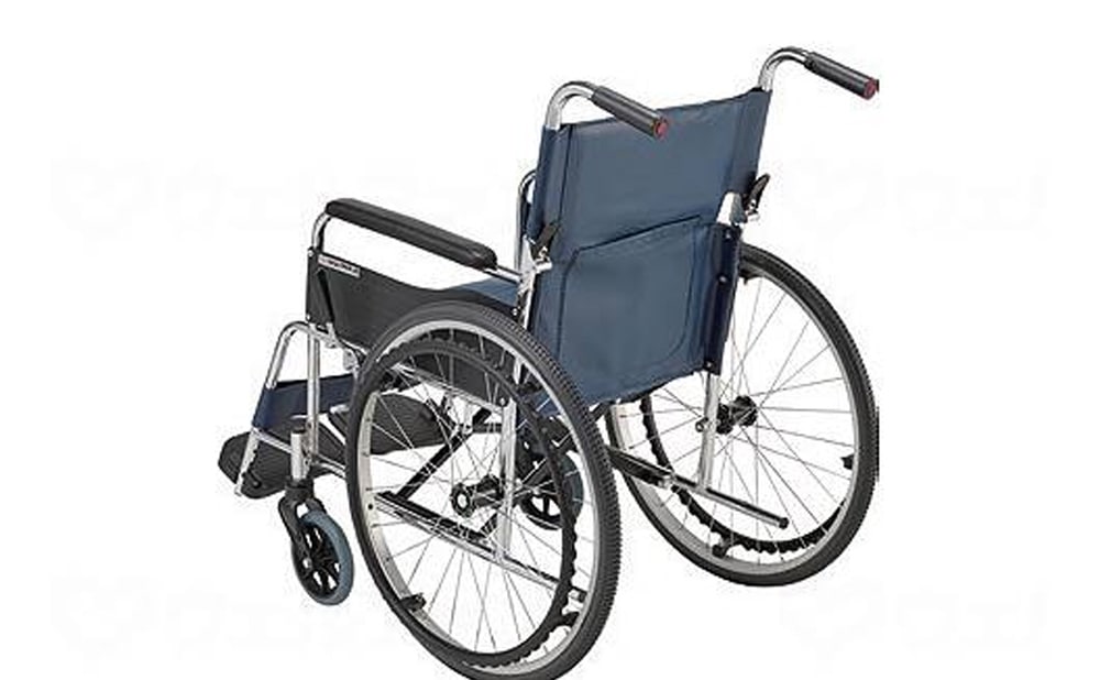 自走式スチール製車椅子EX-11KGS 背折れ 座幅42cm ノーパンクタイヤ