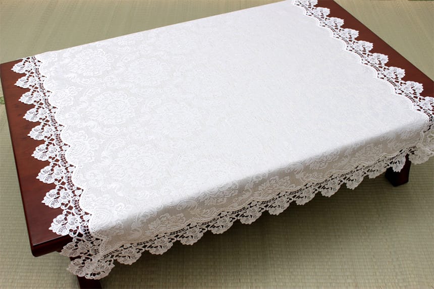 Damask rose ダマスク柄ジャカード織 テーブルクロス 約110×110cm