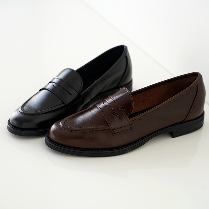 eness エネス ST-1201 カウレザー コイン ローファー レディース 靴