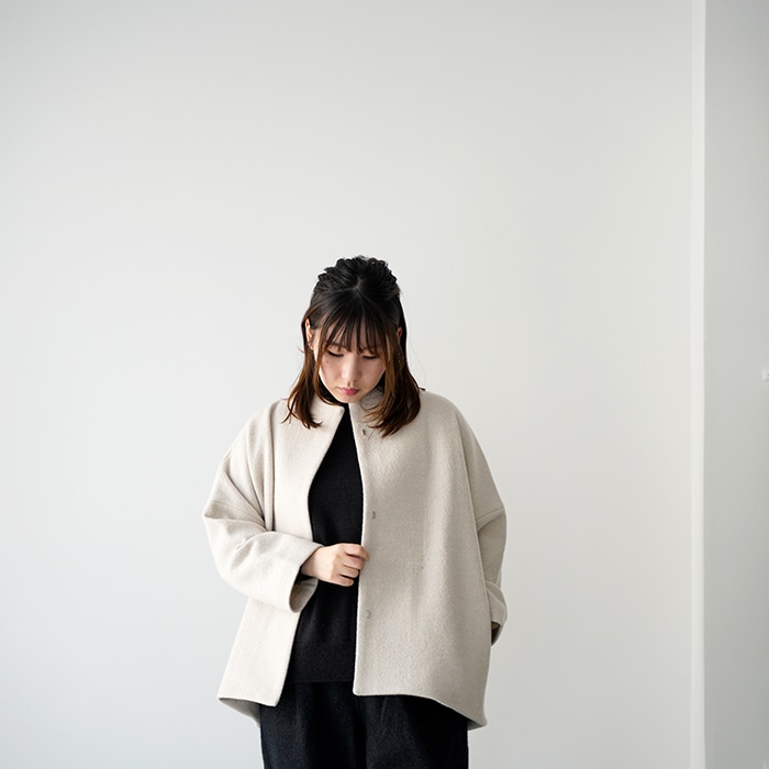 evam eva エヴァムエヴァ プレスウール ショート コート press wool
