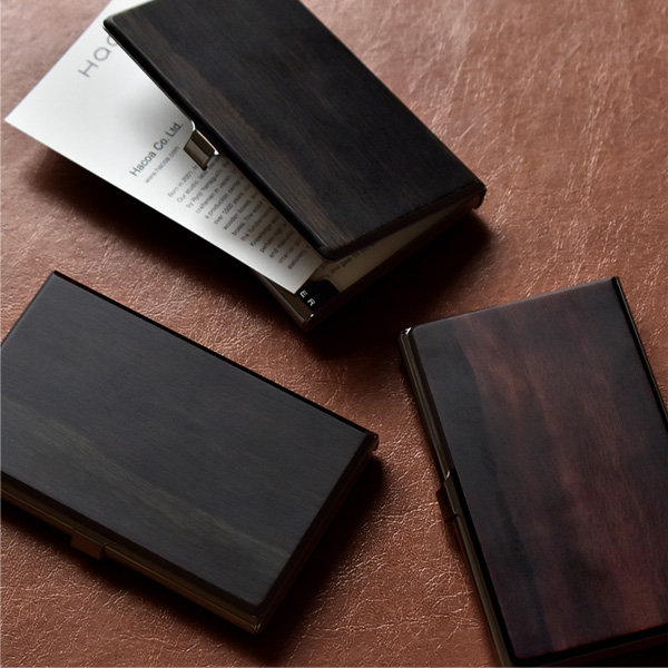 プレミアム】「CARD CASE（黒檀）」重厚感のあるステンレス素材と黒檀