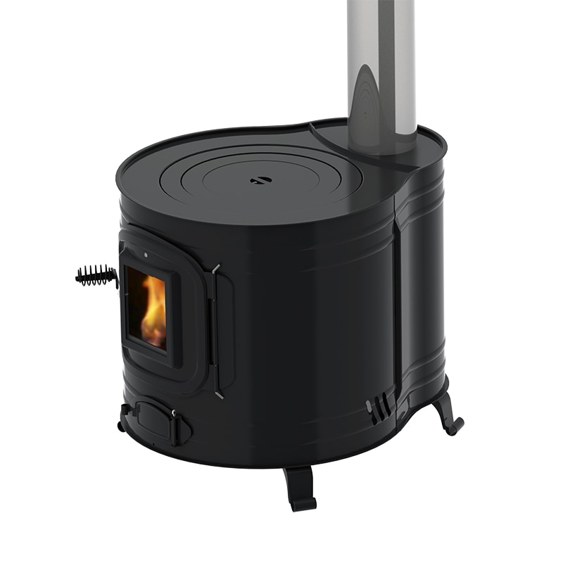 時計型薪ストーブミニ AF-40GY ブラック 【煙突径 φ80mm】 | 鉄板製薪