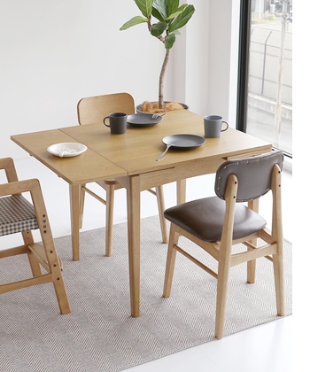 ラシック】エクステンションダイニングテーブル｜幅の変更｜伸縮可能