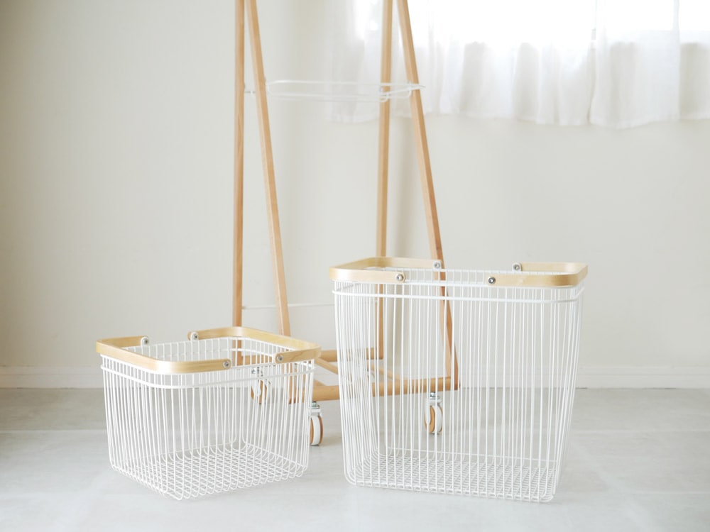 リヴ キャリーバスケットワゴンL ホワイト｜洗濯・ランドリー用品