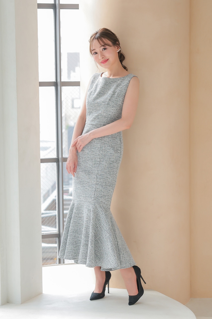 セットアップ可能】ツイードマーメイドロングワンピース CF023-TWWH