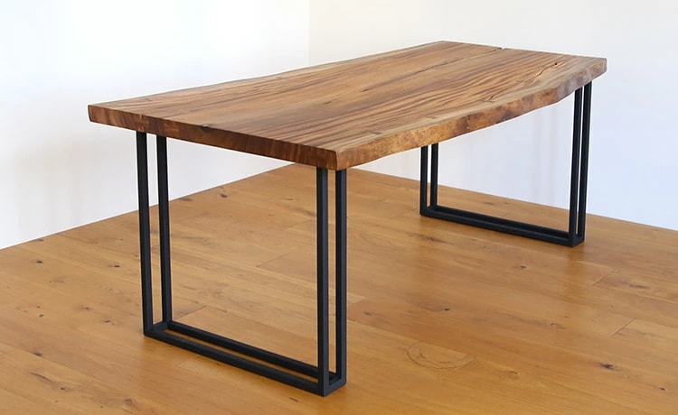 ダイニングテーブル 無垢 一枚板 幅160 モンキーポッド アイアン 脚