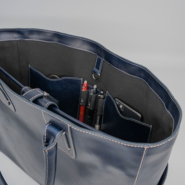レザートートバッグメンズ 本革 鞄 ネイビー紺 ビジネス CROSBY-II
