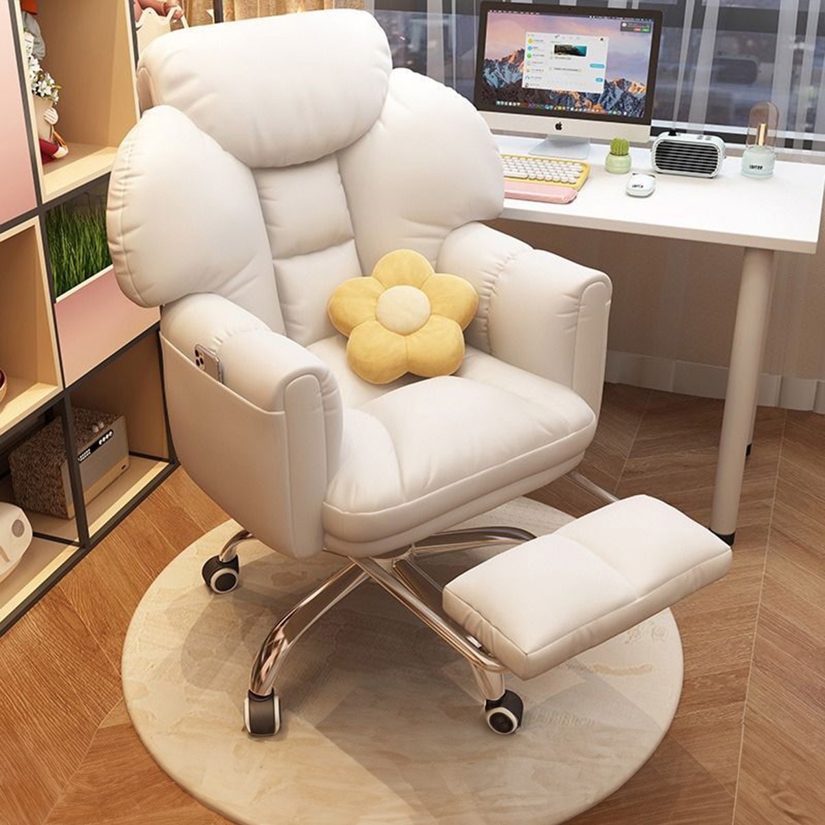 足置き付き] VeroMan 回転チェア デスクチェア 包み込む曲線 オフィス