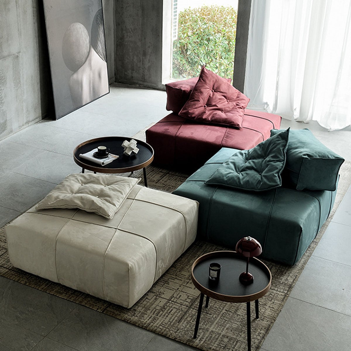 VeroMan 一人掛けソファ クッション付き フロアソファ レザー調 正方形