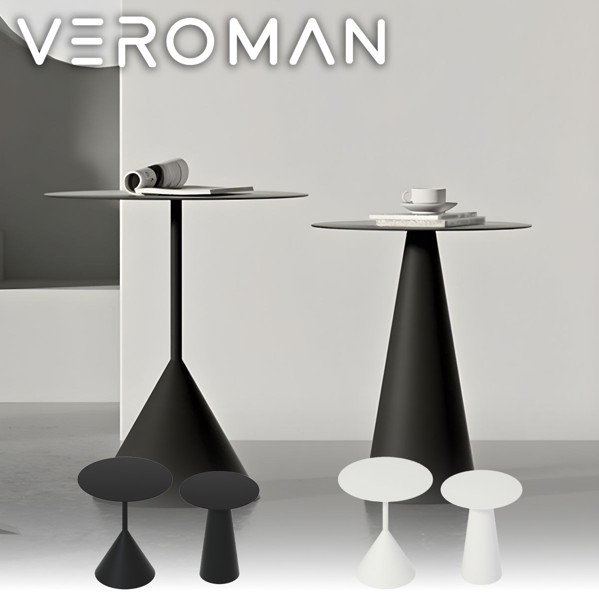 VeroMan 2組セット サイドテーブル カフェテーブル 机 ステンレス