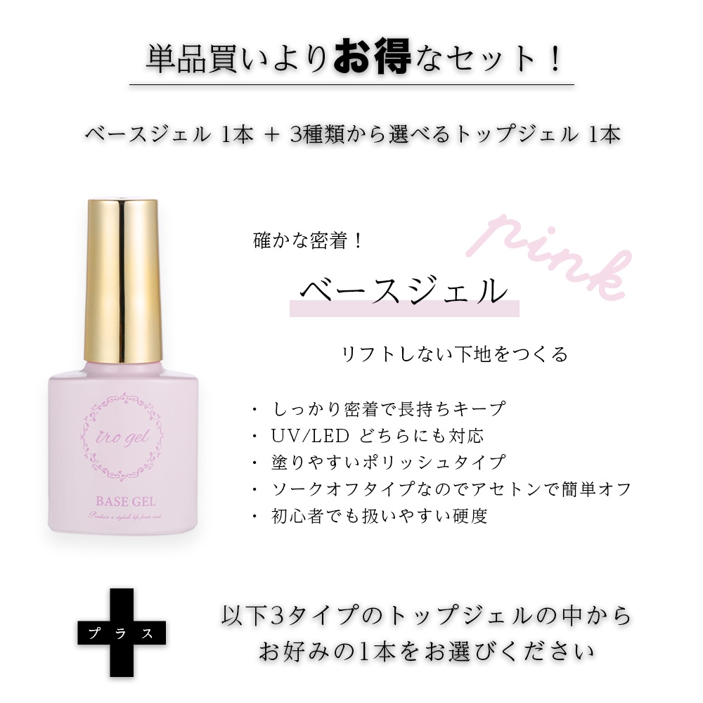 ネコポス 送料無料】ベースジェル+3種から選べるトップジェル1本