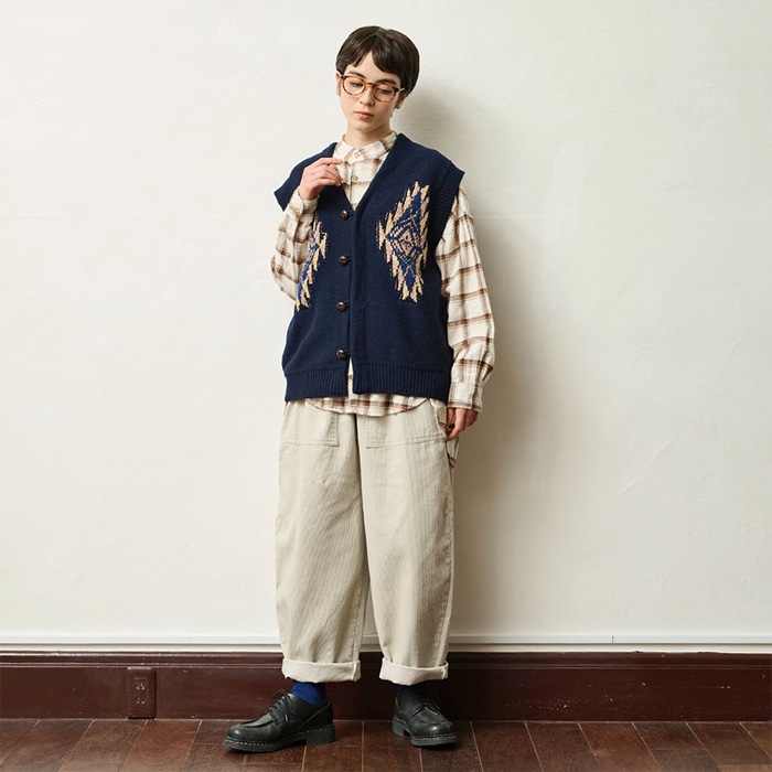 NARU(ナル) ヴィンテージシルクネップ チマヨ柄ニットベスト 656402