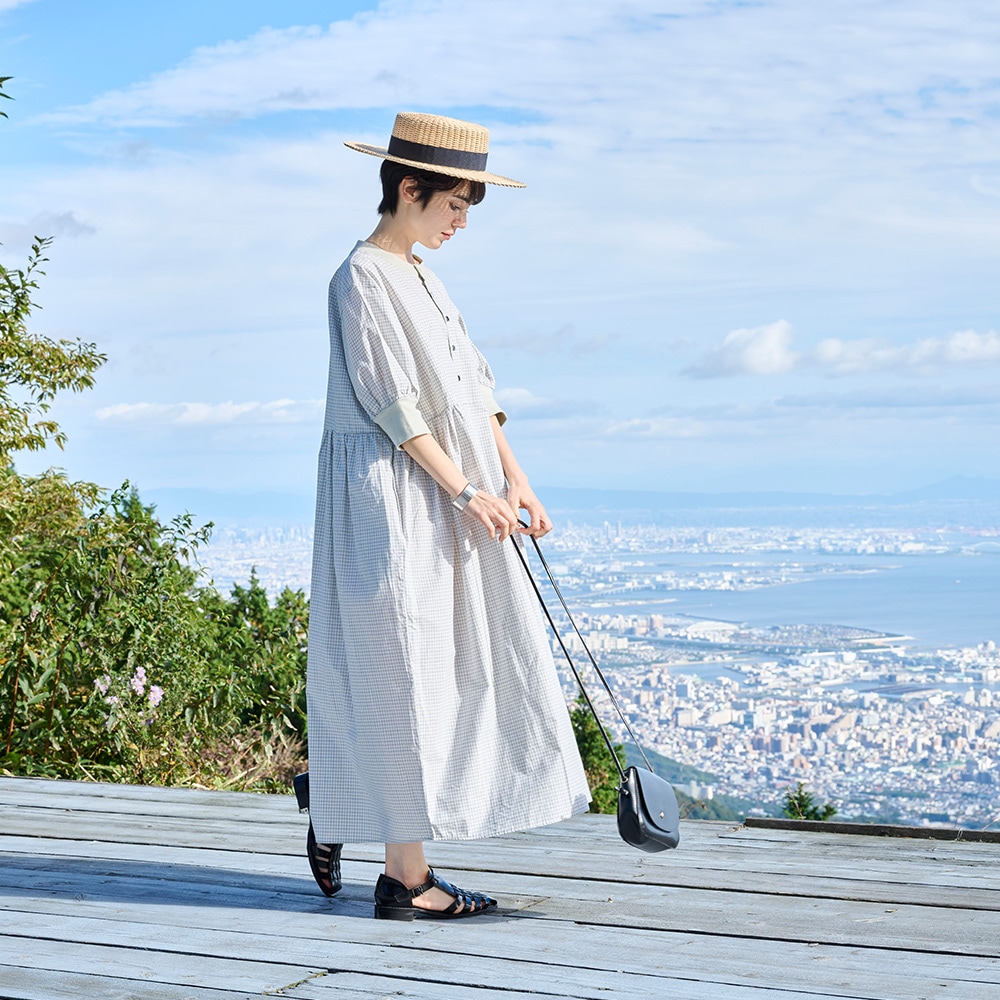 NARU(ナル) 綿麻タイプライターチェック&ストライプ ハンドベル