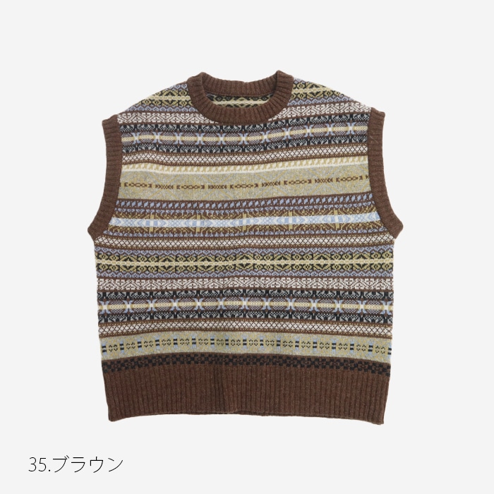 NARU(ナル) リシェス フェアアイル柄 ニットベスト 652710 | all_items
