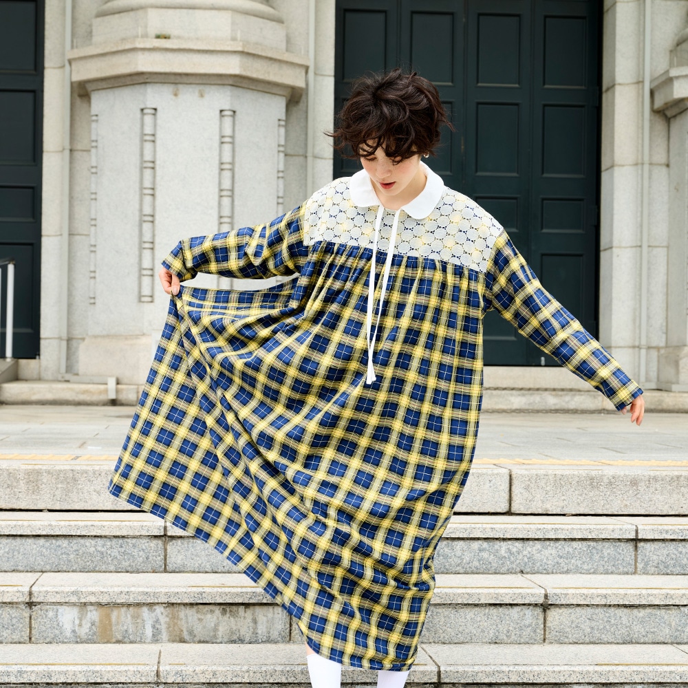 NARU(ナル) ロイヤルタータン ヨークレースワンピース 665861