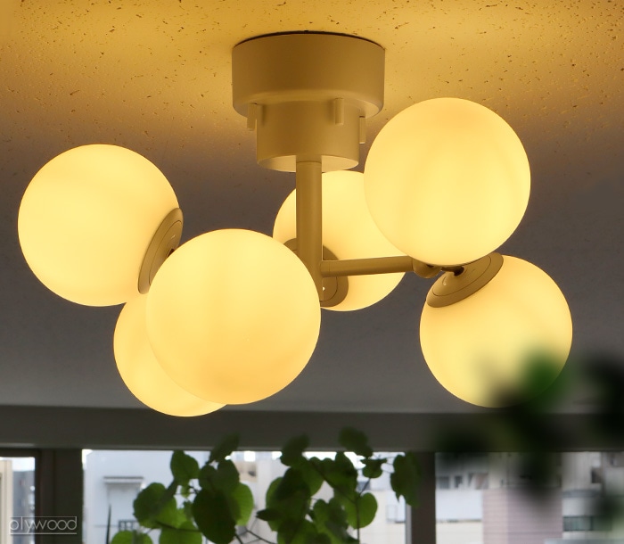 大塚家具 木製ガラスシーリングライト 3灯 大塚家具 木製ガラス