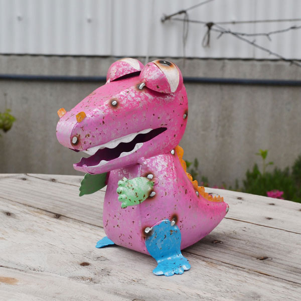 カラフルブリキ ダイナソー S ピンク 恐竜 オブジェ 置物