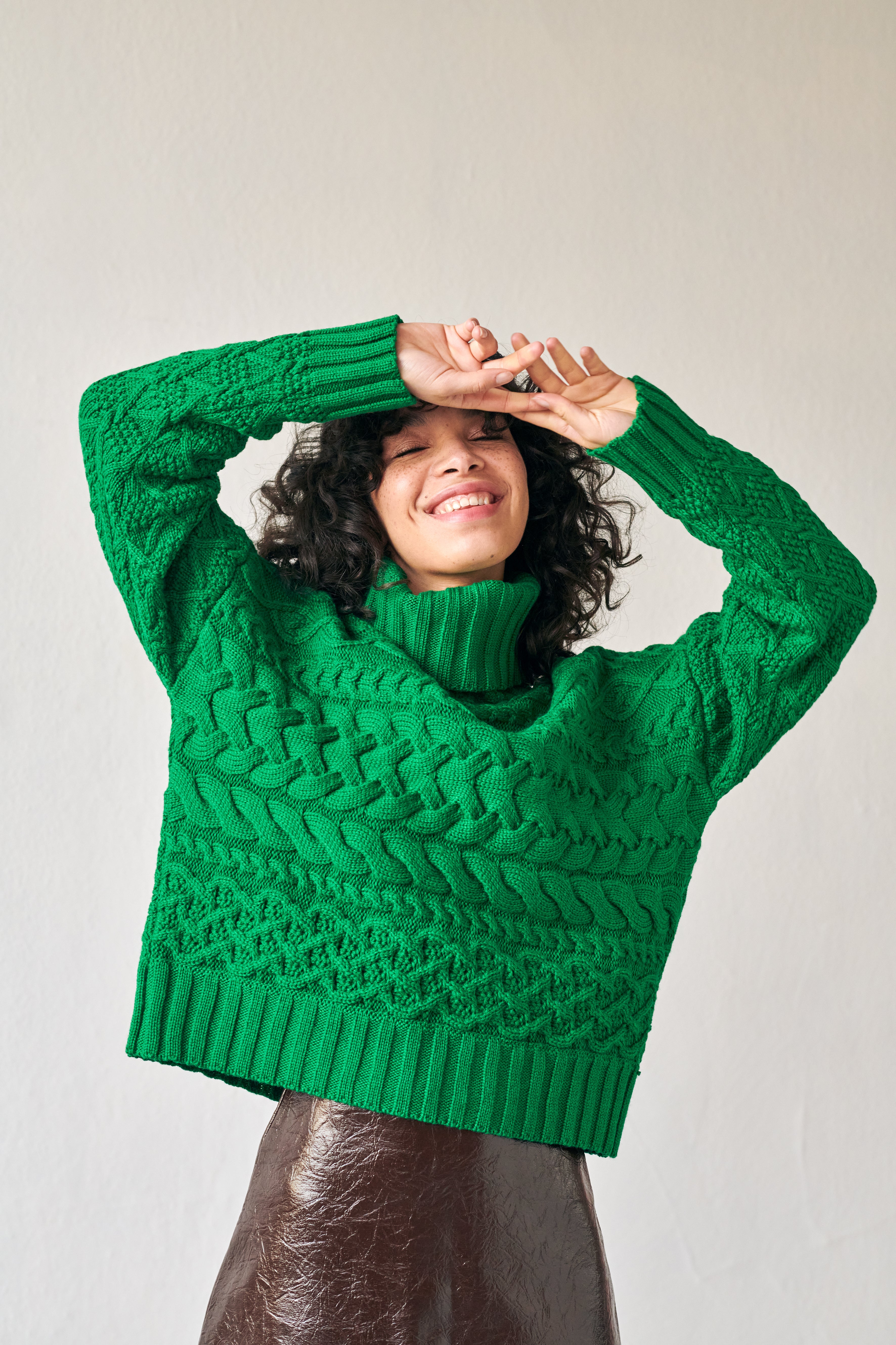 Cable Sweater in Bright Green – gigiknitwear.com