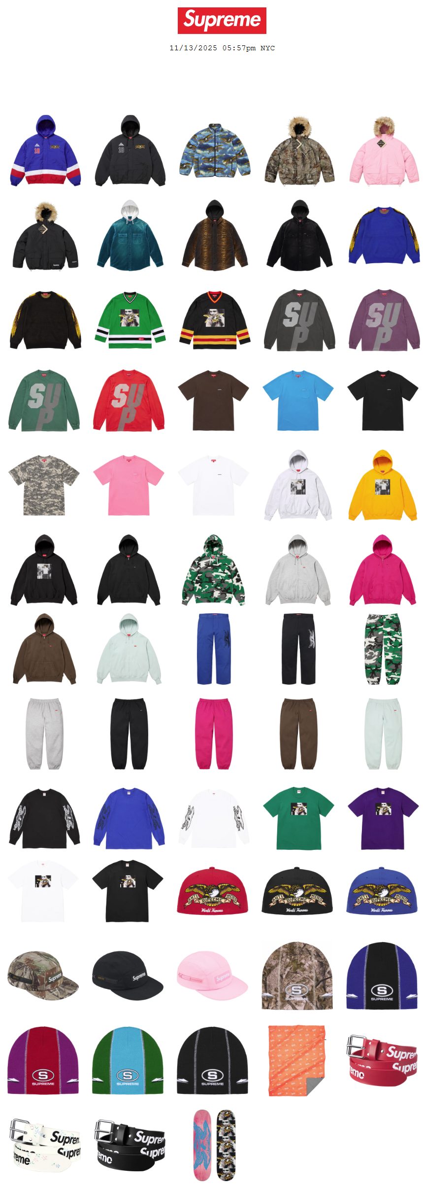 Supreme 公式通販サイトで11月15日 Week12に発売予定の25FW 25AW 新作