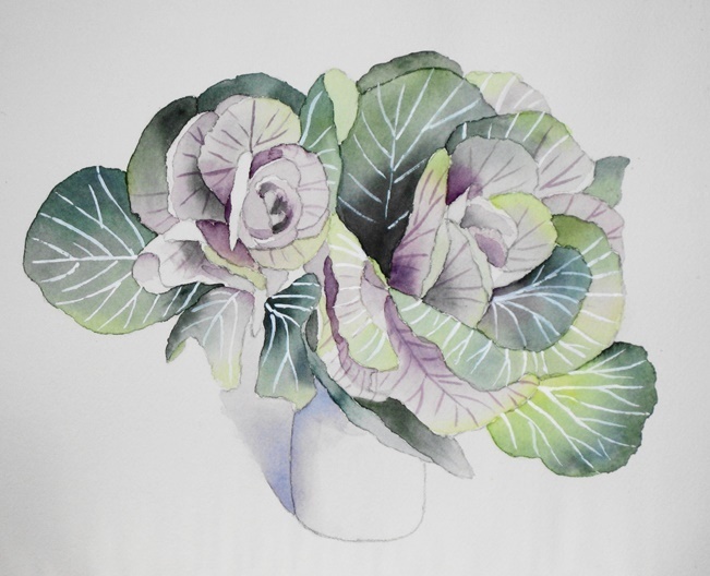 謹賀新年2021年～～葉牡丹を描く: ごくさんの透明水彩画