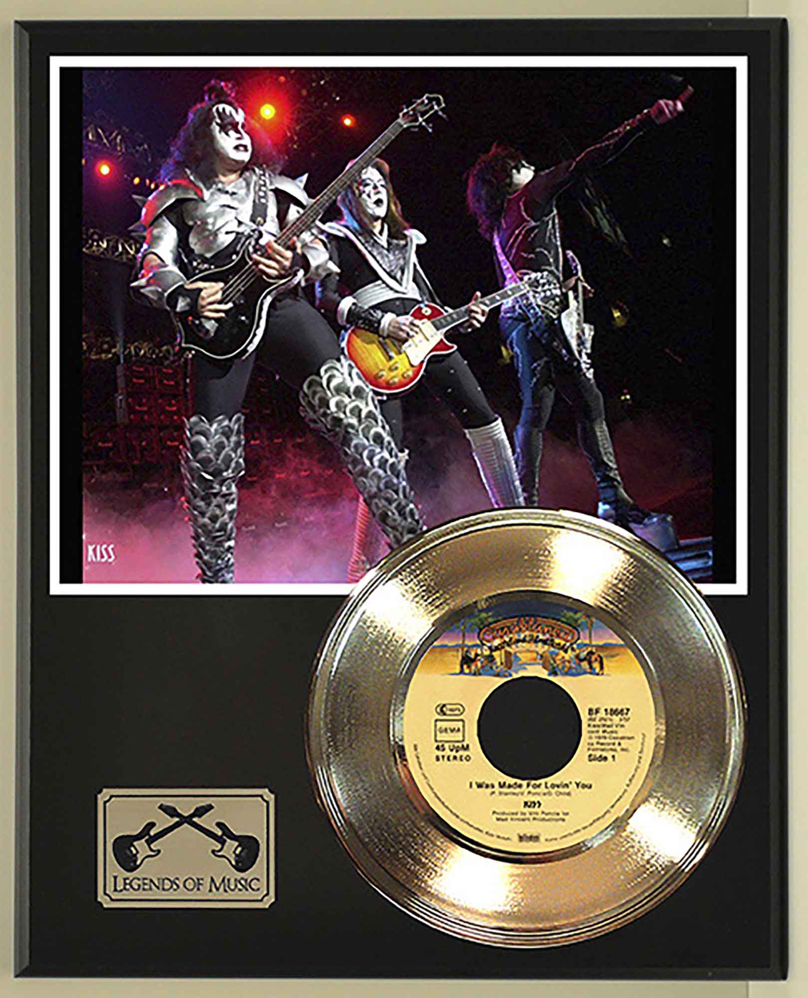 Kiss - I Was Made For Lovin You Gold 45 Record Ltd Edition Display