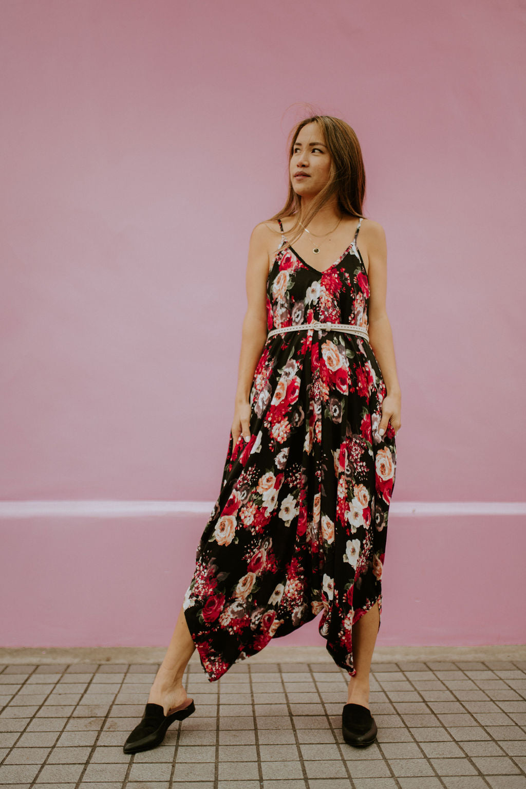 Stop and Smell the Roses - Black Floral Signature Jumpsuit