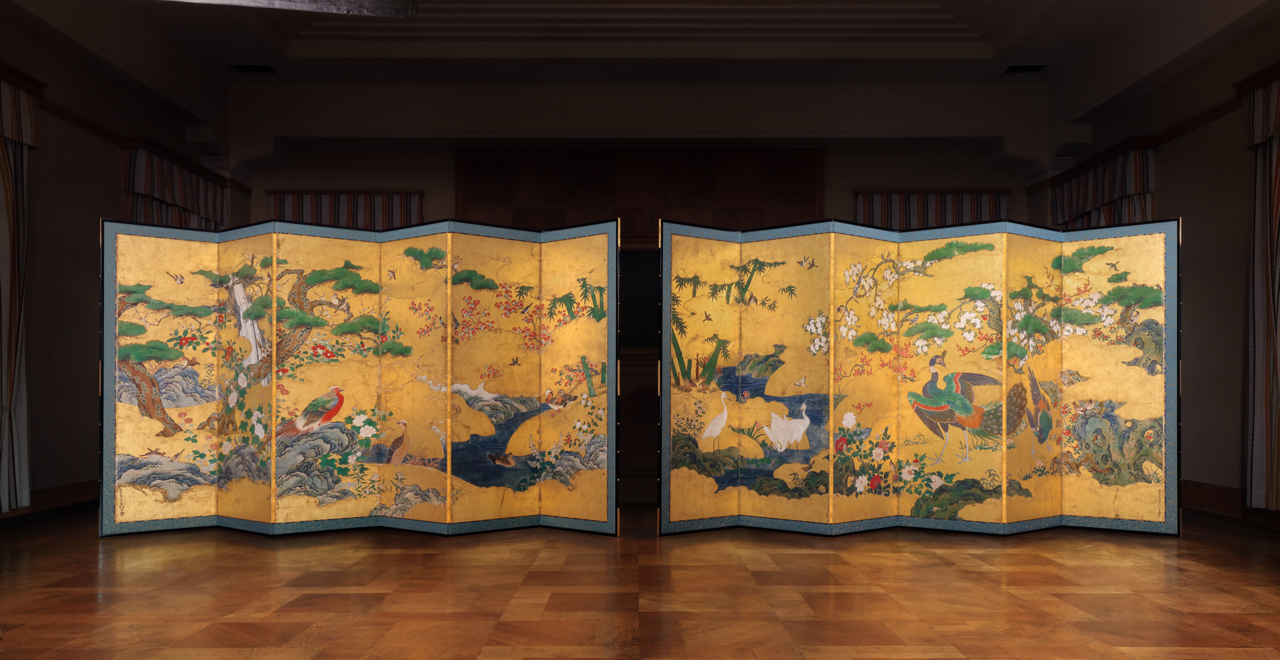 四季花鳥図屏風｜作品紹介｜キヤノン 綴プロジェクト｜キヤノングローバル