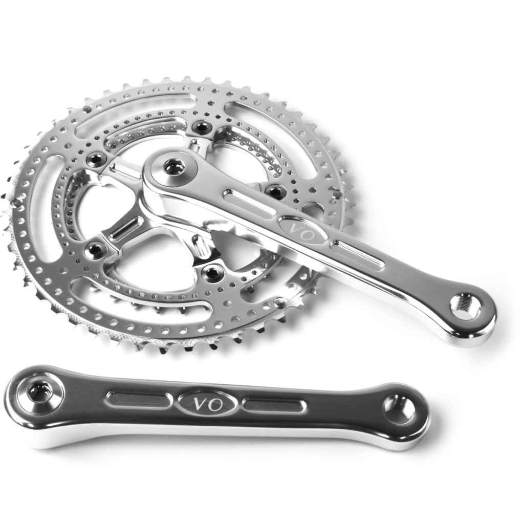 VELO ORANGE* grand cru drillium 110 fluted double crankset (silver