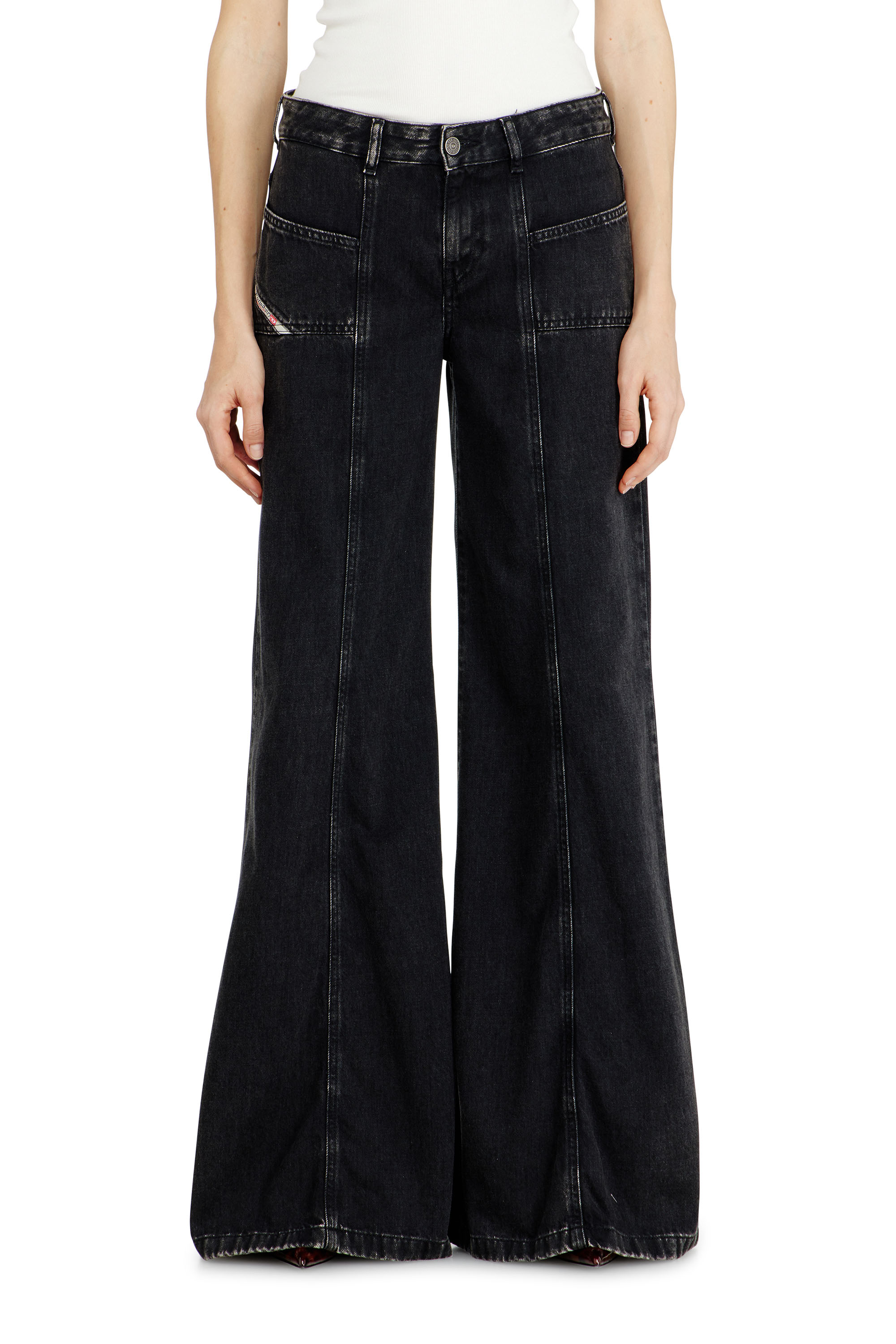 Women's Flare Jeans | Black/Dark grey | Diesel D-Akii