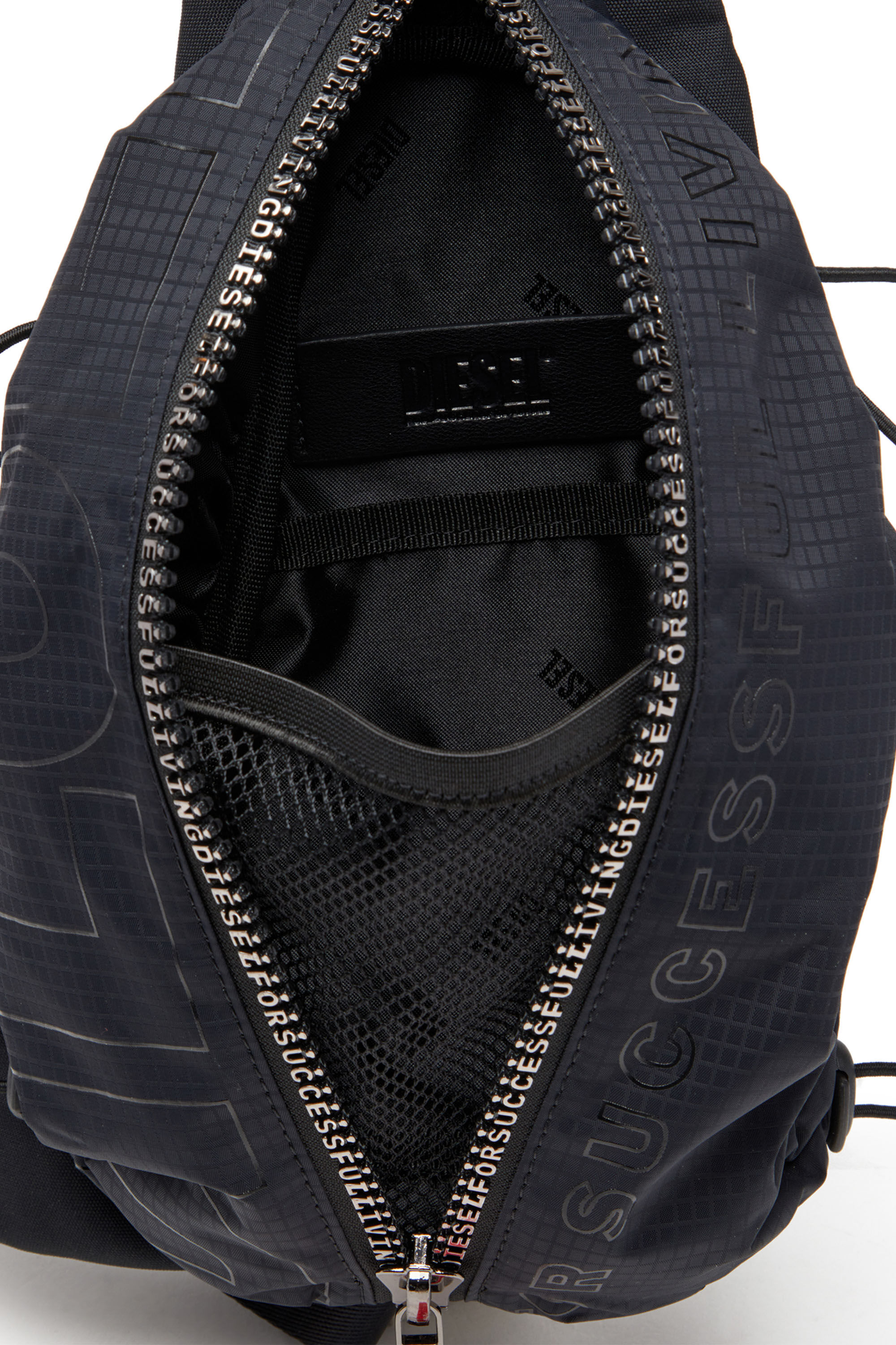 Men's Zip-D-Sling bag in check-jacquard shell | Black | Diesel