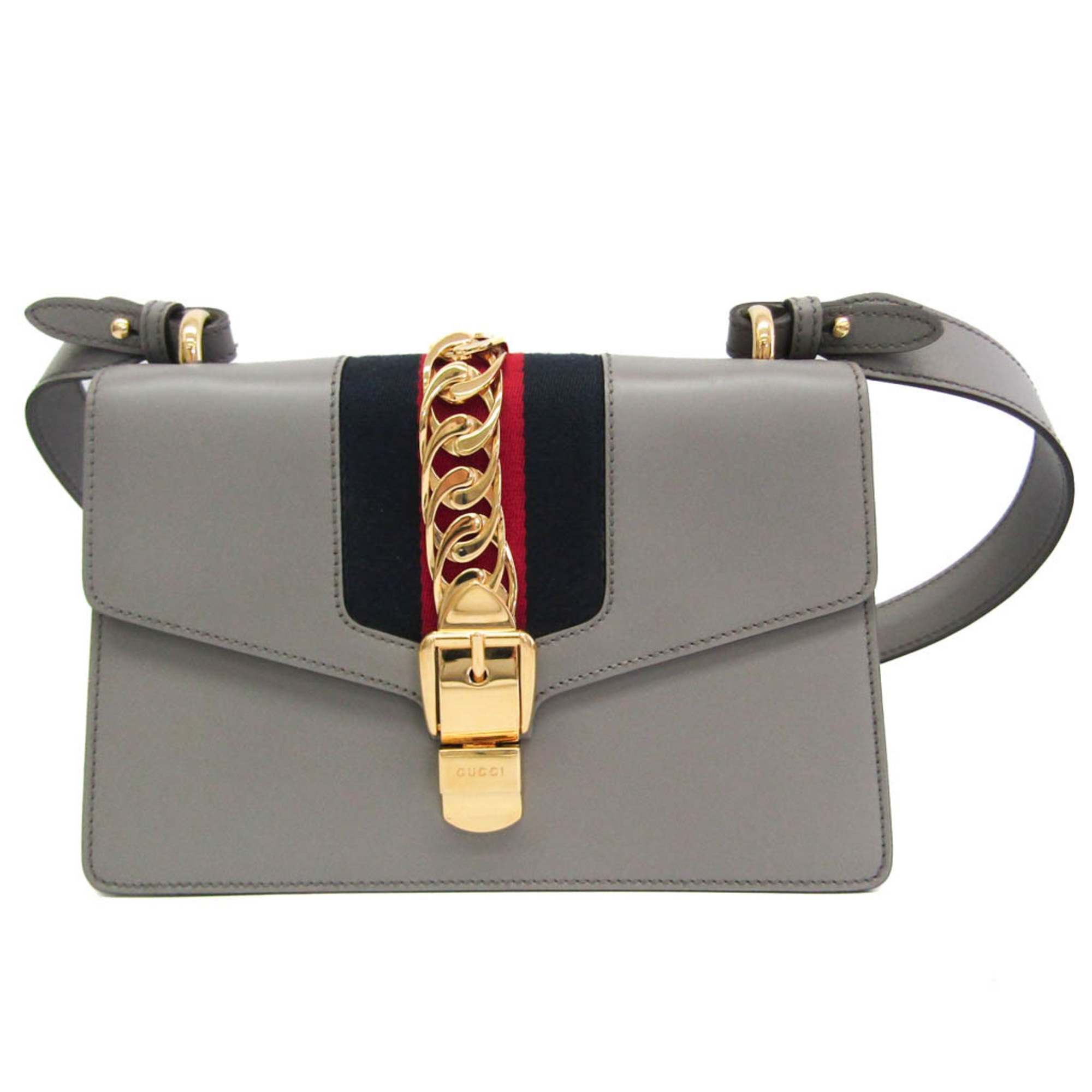 Gucci Sylvie 421882 Women's Leather Shoulder Bag Gray | eLADY