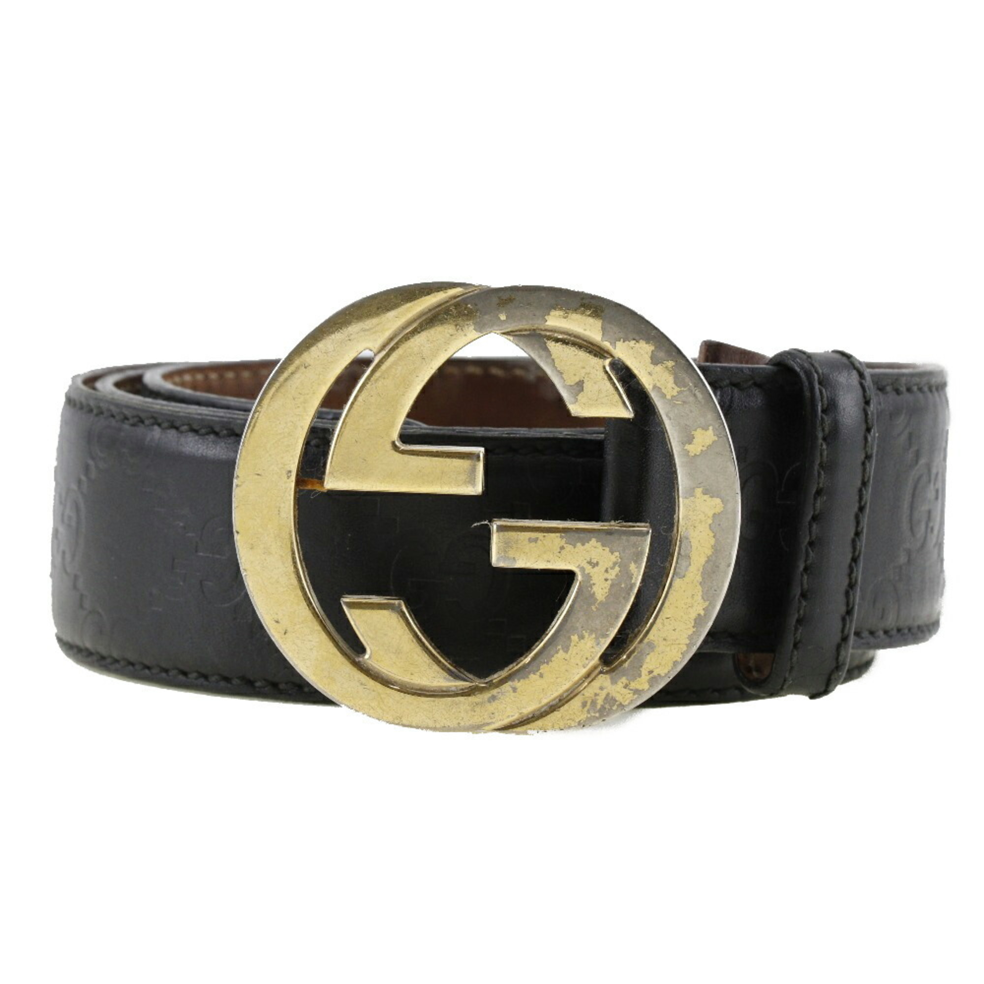 Gucci GUCCI Interlocking Belt GG 114876 Shima Leather Made in