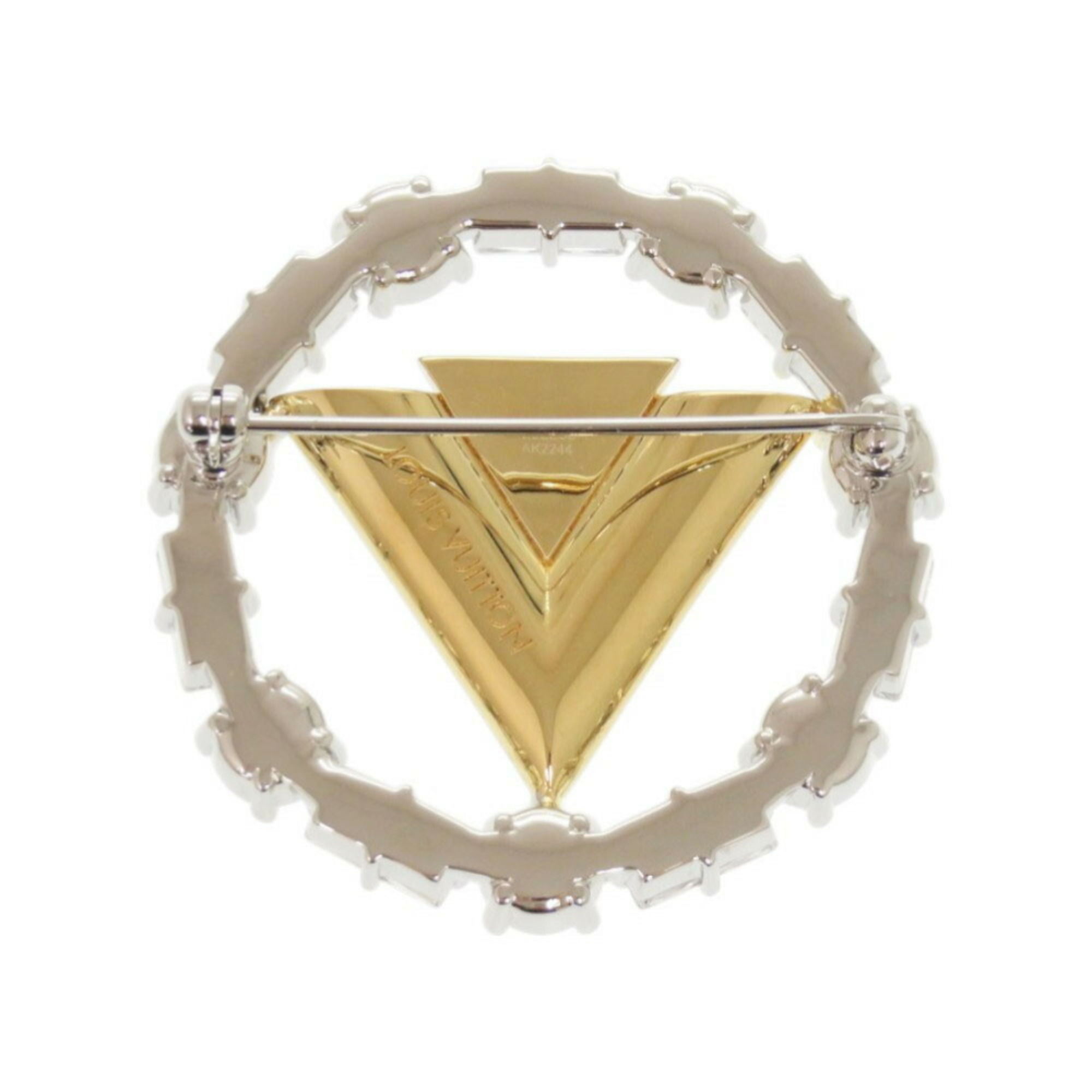 Like new Louis Vuitton V for Brooch M02263 Metal Rhinestone Silver