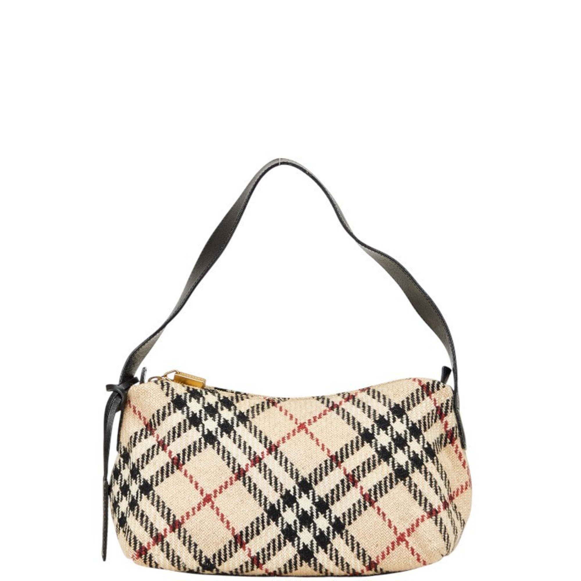 Burberry Nova Check One-Shoulder Bag in Beige and Black Wool
