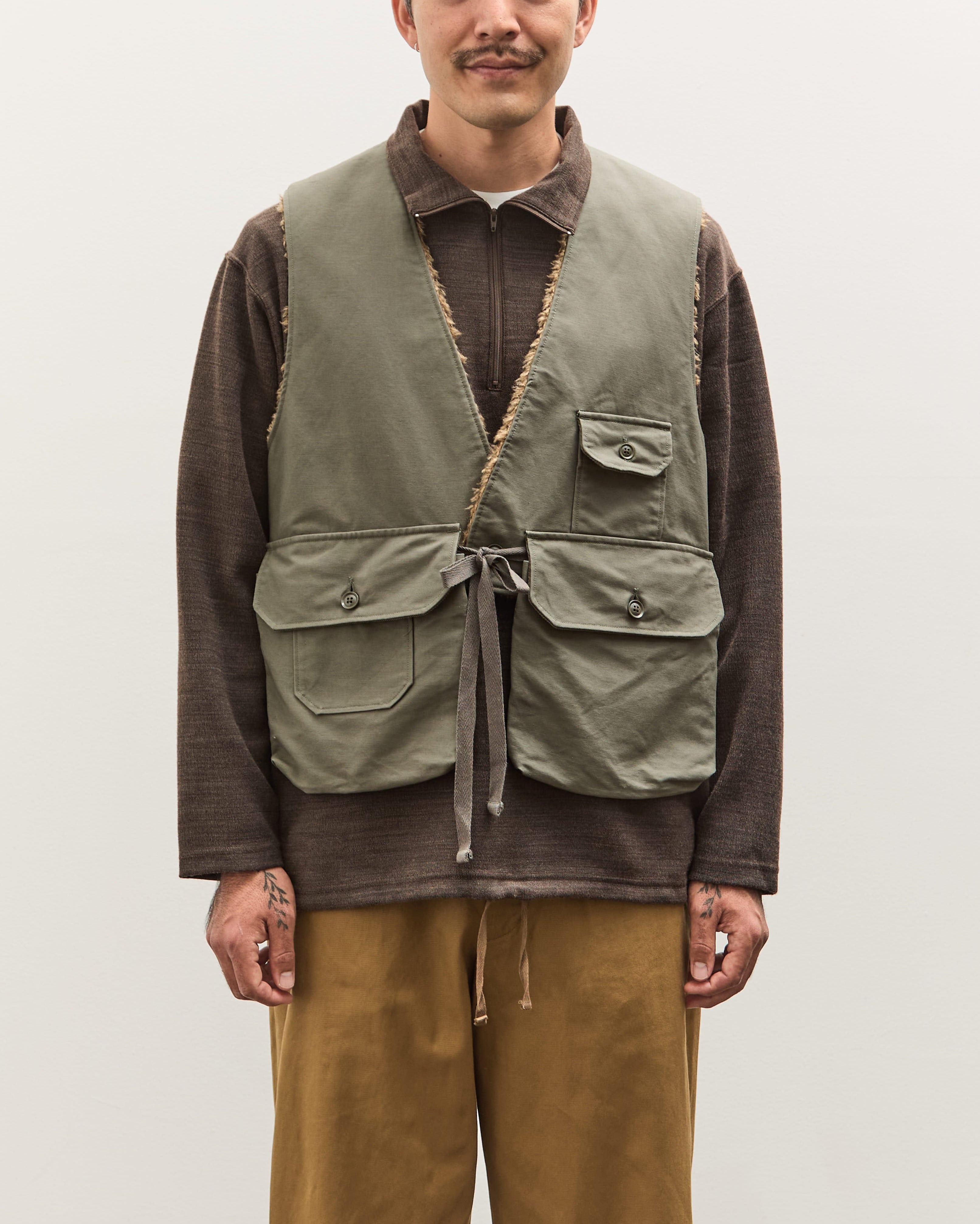 Engineered Garments Fowl Vest, Olive – Glasswing