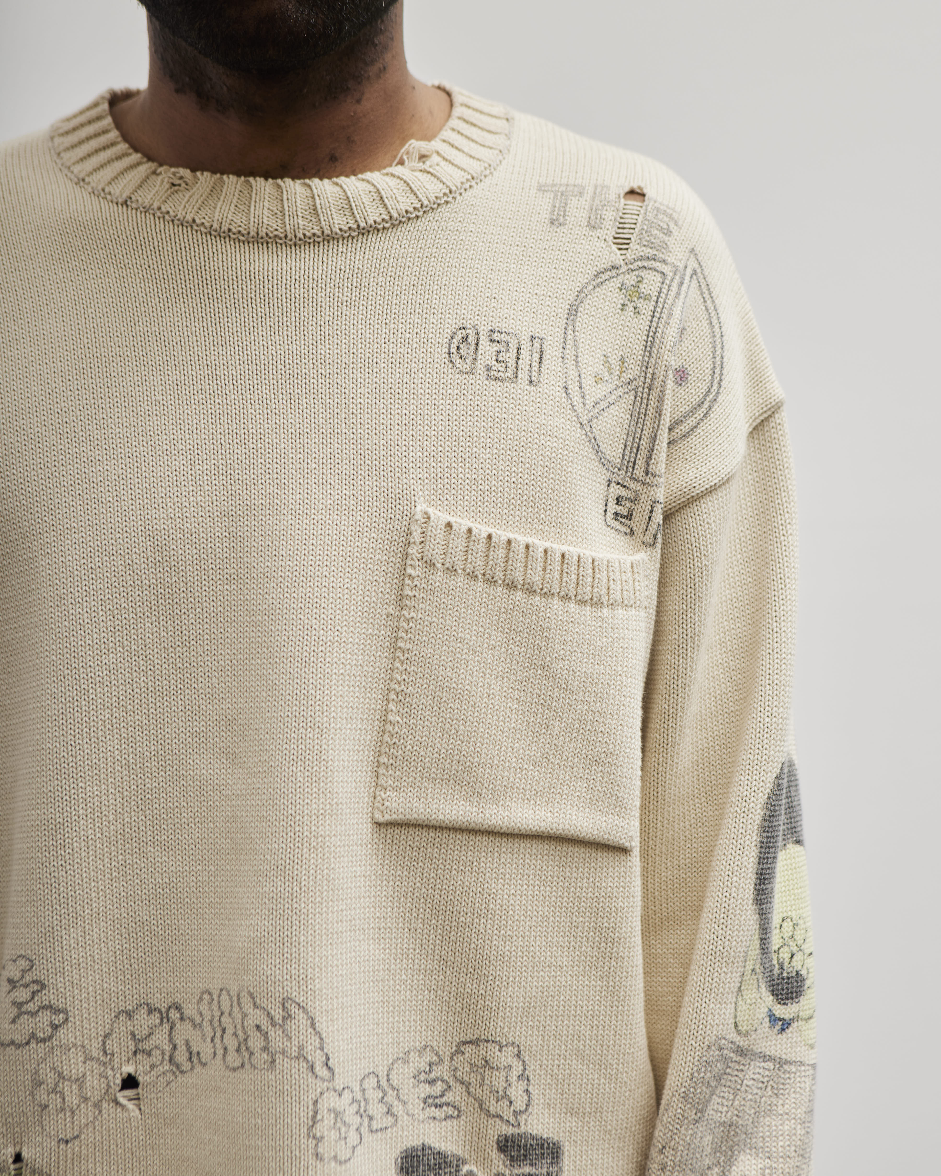 Kapital Unisex 5G Cotton Knit Crew Sweater (Memorial Paint Model