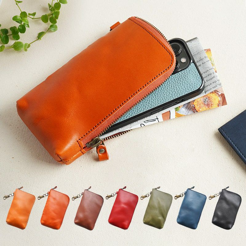 栃木レザー】日本製 マルチポーチ / マルチケース タテ型 Mサイズ 本革