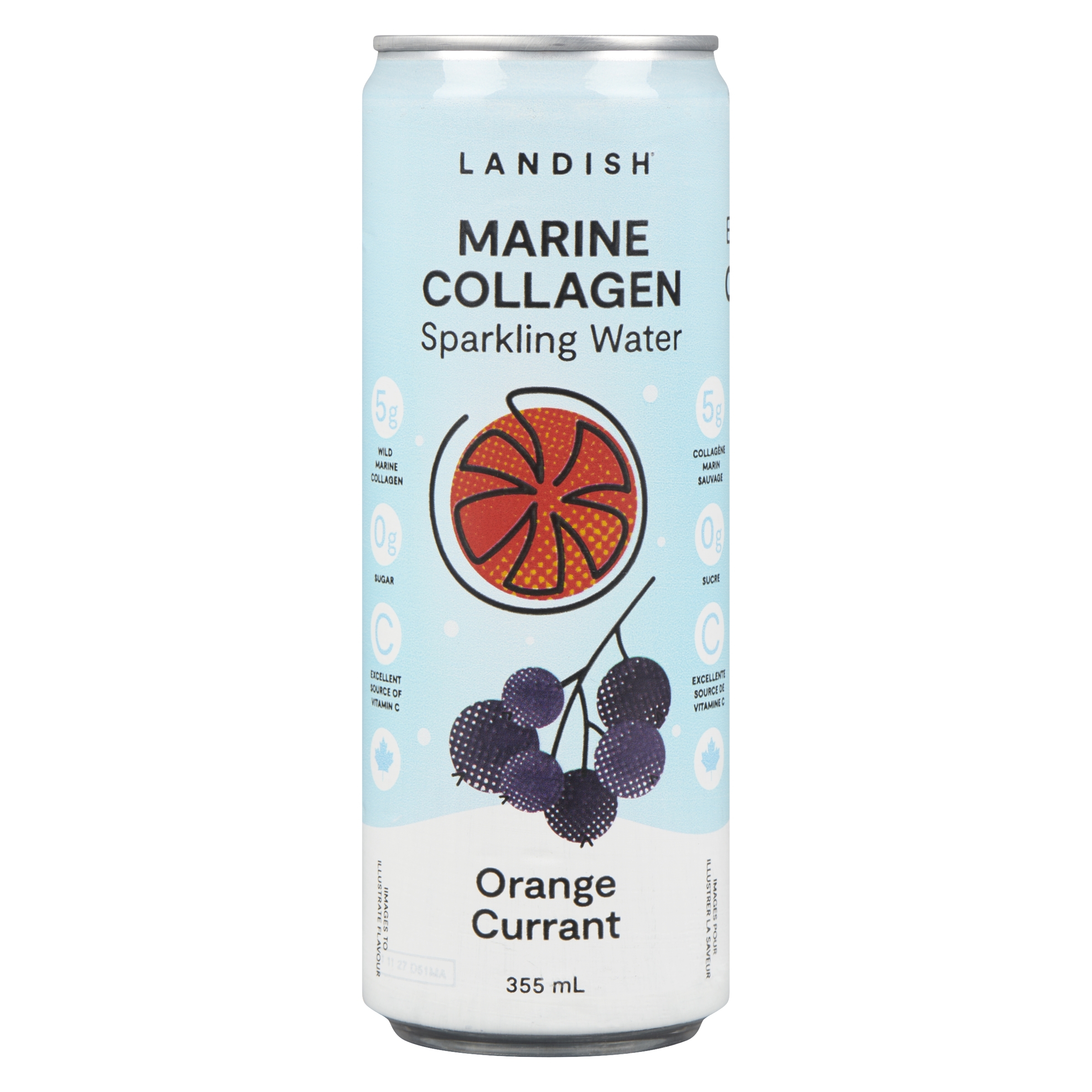 Landish - Marine Collagen Sparkling Water - Orange Currant 355ml