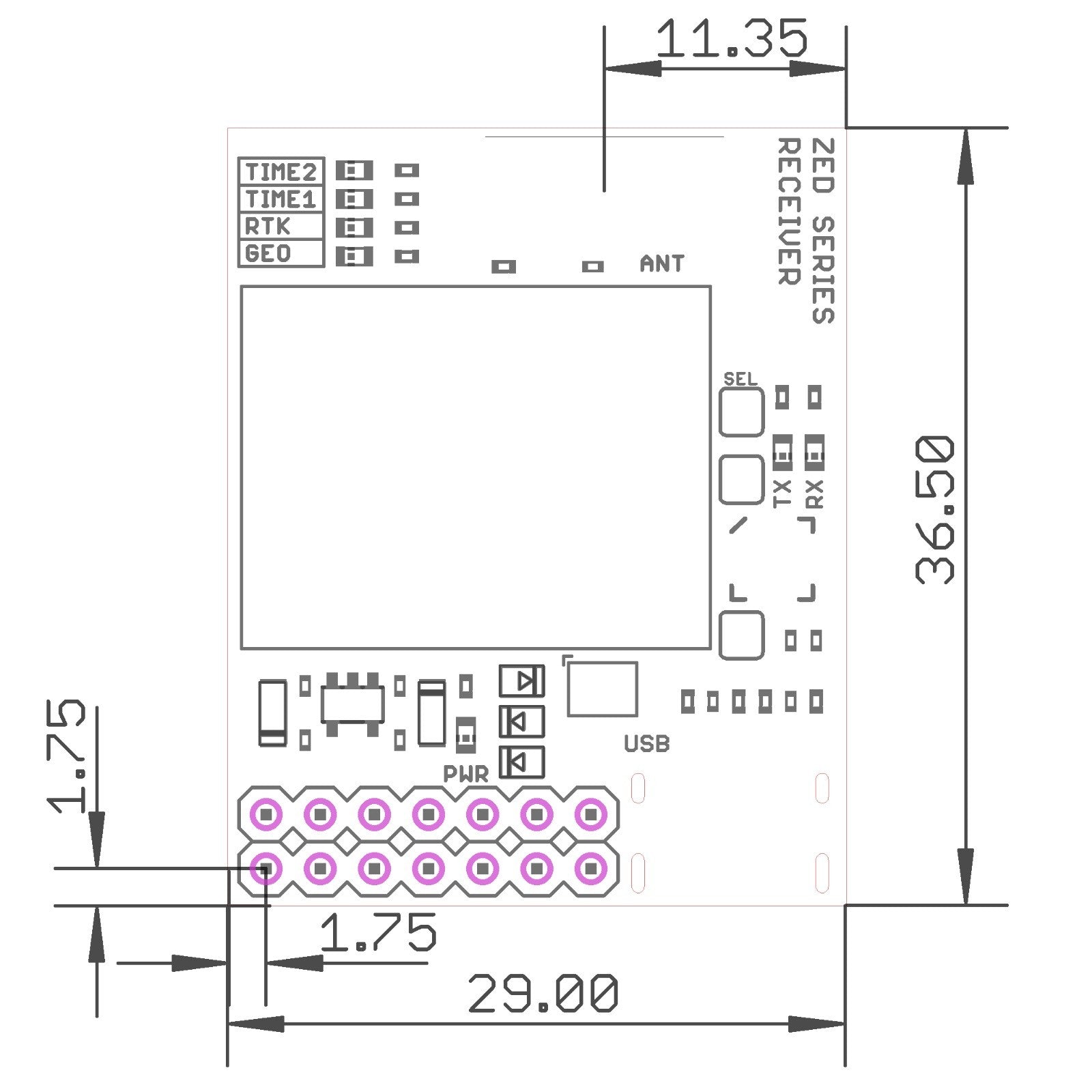 ZED-F9R RTK InCase PIN Dead Reckoning Breakout GNSS receiver board