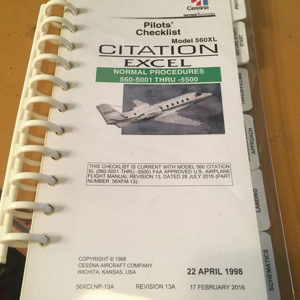 Cessna Citation 560XL Excel, Normal Procedures, Pilot's Checklist