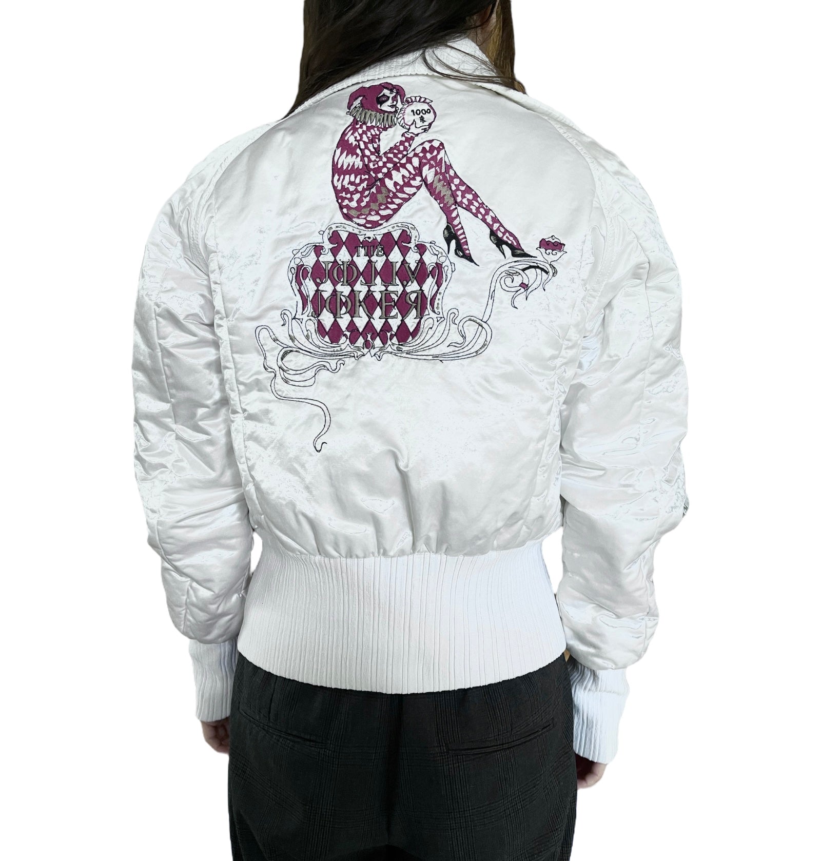 Y2K 00's Diesel Shiny White Jacket Embroidered Size S-M The Lucky
